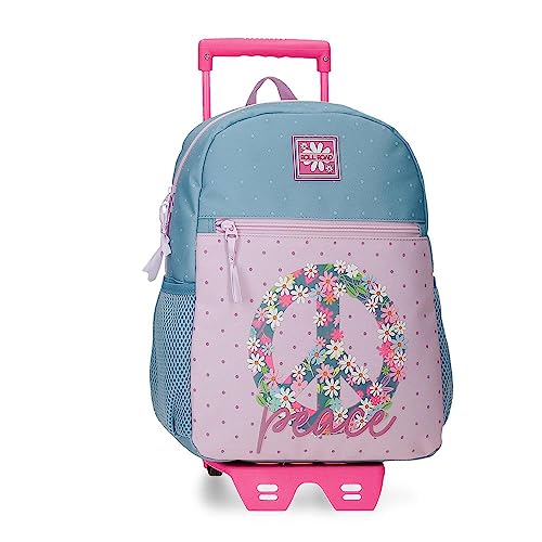 ROLL ROAD Peace Rucksack mit Trolley, mehrfarbig, 27 x 33 x 11 cm, Polyester, 9,8 l, bunt, Talla única, Rucksack mit Trolley von Roll Road