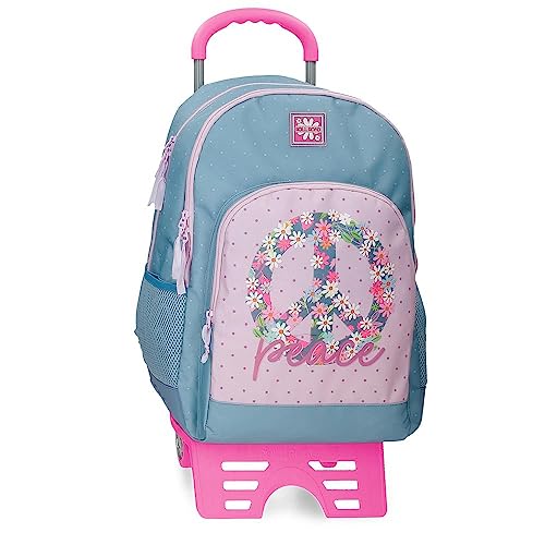 ROLL ROAD Peace Rucksack mit Trolley, mehrfarbig, 33 x 44 x 17 cm, Polyester, 24,68 l, bunt, Talla única, Rucksack mit Trolley von Roll Road