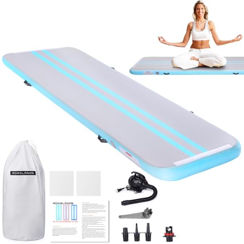 ROMELANDS Rosa Air Matte Track Tumbling Matte Gymnastikmatte Turnmatte mit elektrischer Luftpumpe, Yogamatte, Camping Trainingsmatte, Fitness Yoga Sportmatte von ROMELANDS