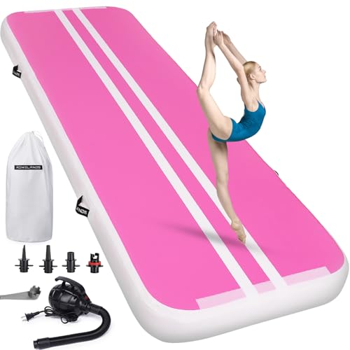 ROMELANDS Turnmatte Aufblasbar, 3M/4M/5M Trainingsmatte mit Luftpumpe, 10 cm hoch Gymnastikmatte für Yoga, Taumel, Turnen, Ausbildung von ROMELANDS