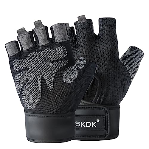 ROMISBABA 1 Paar Halbfinger-Handschuhe Abs Fahrhandschuhe Griff Angelhandschuhe Fingerlos Nägel Netzhandschuhe Kippen Trainingshandschuhe Für Männer Fahren Superfeine Faser Black von ROMISBABA