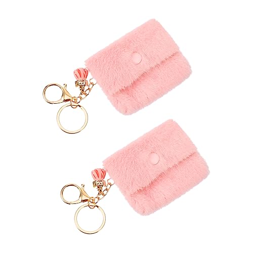 ROMISBABA 2St Mini-Geldbörse Pocket Clip guci schlüsseltasche Key Chains Schlüsselhalter für Münztüten kleine Geldbörse Schlüsselanhänger Schlüsselhalter für Münzgeldbörse Plüsch Rosa von ROMISBABA