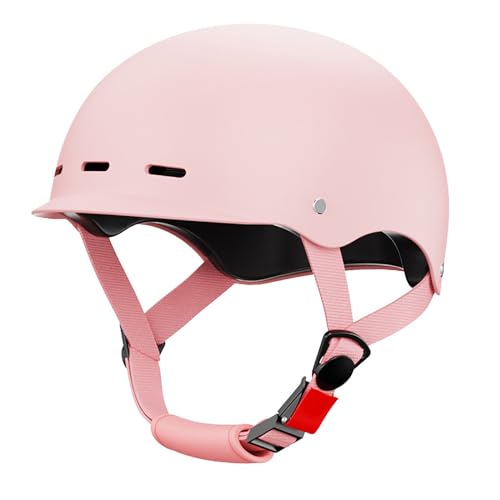 Adult Motorrad Halbhelm DOT/ECE Zertifizierung Sommer Atmungsaktiv Moped Scooter Chopper Cruiser Racing Helm für Männer und Frauen Pink von ROMOZ