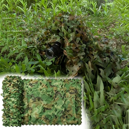 RONGESAEFS Tarnnetz Camouflage Netz 3x9m(9.8x29.5ft),Tarnnetz Woodland Grün,Outdoor Garten Schattennetz,tarnnetz Sonnenschutz Camouflage Netz für Militärdekoration,Tarnnetz Jagd,Camping von RONGESAEFS