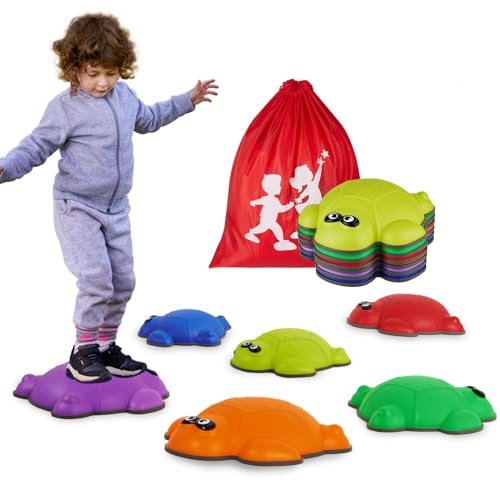 Balanciersteine für Kinder, 6er Set Kinder Stapelsteine, Abenteuer Flusssteine Kinder Balancieren Set, Sensorische Balance Steine Gleichgewicht und Koordination, Kids Stepping Stones Outdoor Indoor von RONIPIC