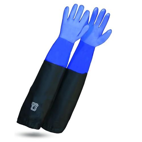 ROSTAING Handschuhe WETPRO - Ein Paar wasserdichte Arbeitshandschuhe - Für die Instandhaltung von Teichen, Gruben oder Aquarien - Lange, wasserdichte Schutzhandschuhe Blau und Schwarz - Klempnerei ROSTAING Handschuhe WETPRO - Ein Paar wasserdichte Arbeitshandschuhe - Für die Instandhaltung von Teichen, Gruben oder Aquarien - Lange, wasserdichte Schutzhandschuhe Blau und Schwarz - Klempnerei von ROSTAING