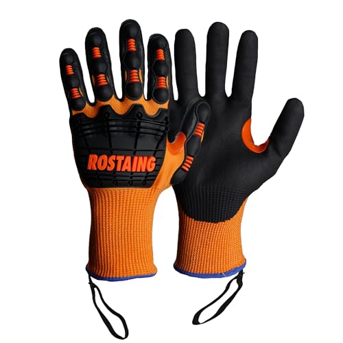 ROSTAING Maximpact Handschuhe, stoß- und schnittfest, für große Schleif- und Schneidarbeiten, kompatibel mit Touchscreen, verstärkt und langlebig, Komfort und Flexibilität, Orange von ROSTAING