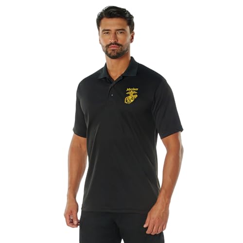 Rothco USMC Eagle, Globe & Anchor Poloshirt, feuchtigkeitsableitend, Schwarz, Schwarz, Large von ROTHCO