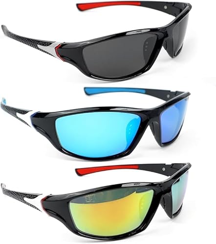 ROTKUSZ 3 Stück schnelle Brillen für Herren, Radsportbrille für Damen, winddicht und UV-beständig, Radsportbrille für Radfahren, Motorradfahren, Laufen von ROTKUSZ