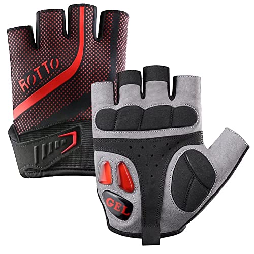 ROTTO Fahrradhandschuhe Halbfinger Handschuhe Unisex Radsporthandschuhe mit Gel Stoßdämpfende für MTB Rennrad Fitness Downhill ROTTO Fahrradhandschuhe Halbfinger Handschuhe Unisex Radsporthandschuhe mit Gel Stoßdämpfende für MTB Rennrad Fitness Downhill von ROTTO