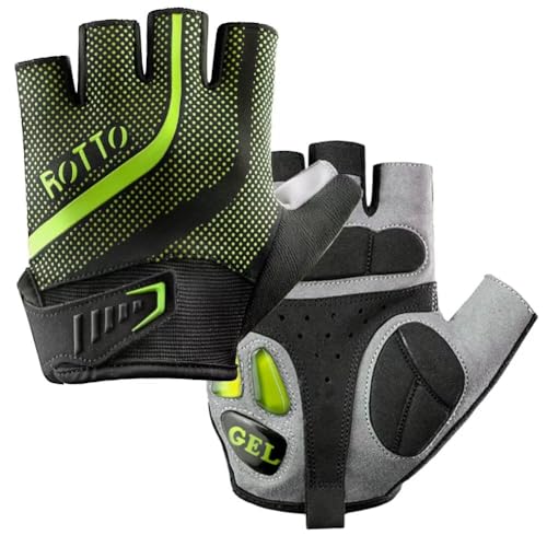 ROTTO Fahrradhandschuhe MTB Handschuhe Halbfinger für Herren Damen mit Gel und SBR-Polsterung von ROTTO