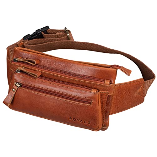 ROYALZ 'Vegas' Bauchtasche Leder Flach Herren Damen Flache Gürteltasche Vintage 5 Fächer Retro Hüfttasche Brusttasche, Farbe:Texas Braun ROYALZ 'Vegas' Bauchtasche Leder Flach Herren Damen Flache Gürteltasche Vintage 5 Fächer Retro Hüfttasche Brusttasche, Farbe:Texas Braun von ROYALZ