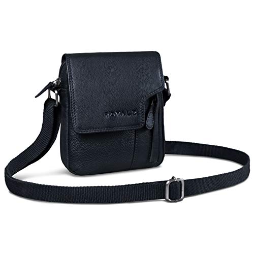 ROYALZ 'Columbus' Echtleder Herren Umhängetasche Klein Leder - perfekt als Alltagstasche für Männer - Schultertasche im Vintage Look Mini Messenger Bag zum Umhängen, Farbe:Schwarz ROYALZ 'Columbus' Echtleder Herren Umhängetasche Klein Leder - perfekt als Alltagstasche für Männer - Schultertasche im Vintage Look Mini Messenger Bag zum Umhängen, Farbe:Schwarz von ROYALZ