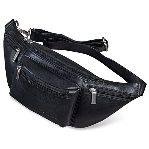 ROYALZ 'Laguna' Bauchtasche Leder Vintage Look Gürteltasche Unisex auch als Brusttasche Crossbody Bag Hüfttasche für Damen und Herren Echtleder, Farbe:Schwarz ROYALZ 'Laguna' Bauchtasche Leder Vintage Look Gürteltasche Unisex auch als Brusttasche Crossbody Bag Hüfttasche für Damen und Herren Echtleder, Farbe:Schwarz von ROYALZ