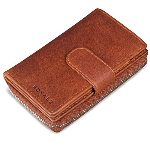 ROYALZ 'Dominica' Vintage Leder Geldbörse Damen Groß viele Fächer 18 Kartenfächer RFID Blocker Portemonnaie viele Fächer Brieftasche XXL, Farbe:Texas Braun ROYALZ 'Dominica' Vintage Leder Geldbörse Damen Groß viele Fächer 18 Kartenfächer RFID Blocker Portemonnaie viele Fächer Brieftasche XXL, Farbe:Texas Braun von ROYALZ