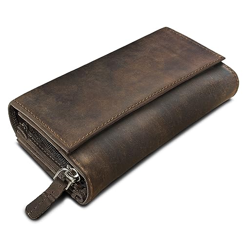 ROYALZ 'Orelia' Vintage Leder Geldbörse für Damen Portemonnaie groß mit vielen Fächern RFID-Blocker Brieftasche Querformat, Farbe:Nevada braun ROYALZ 'Orelia' Vintage Leder Geldbörse für Damen Portemonnaie groß mit vielen Fächern RFID-Blocker Brieftasche Querformat, Farbe:Nevada braun von ROYALZ