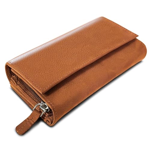 ROYALZ 'Orelia' Vintage Leder Geldbörse für Damen Portemonnaie groß mit vielen Fächern RFID-Blocker Brieftasche Querformat, Farbe:Sarano Braun ROYALZ 'Orelia' Vintage Leder Geldbörse für Damen Portemonnaie groß mit vielen Fächern RFID-Blocker Brieftasche Querformat, Farbe:Sarano Braun von ROYALZ