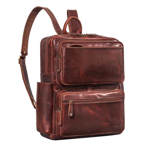 ROYALZ 'Rockford' XL Rucksack Leder Herren Damen Echtleder Laptoptasche 14-15,6 Zoll Notebook DIN A4 Business Lederrucksack Arbeitsrucksack Tagesrucksack, Farbe:Roma Cognac Braun ROYALZ 'Rockford' XL Rucksack Leder Herren Damen Echtleder Laptoptasche 14-15,6 Zoll Notebook DIN A4 Business Lederrucksack Arbeitsrucksack Tagesrucksack, Farbe:Roma Cognac Braun von ROYALZ