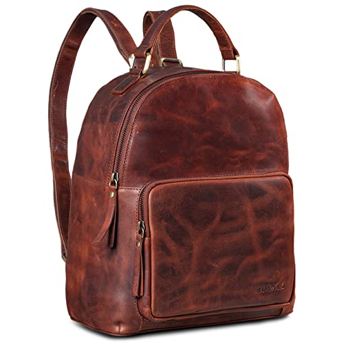 ROYALZ 'Topeka' Vintage Lederrucksack Damen Echtleder mittelgroß - eleganter Rucksack ideal als Cityrucksack Tagesrucksack Rucksackhandtasche für Freizeit Ausflüge Alltag, Farbe:Roma Cognac Braun ROYALZ 'Topeka' Vintage Lederrucksack Damen Echtleder mittelgroß - eleganter Rucksack ideal als Cityrucksack Tagesrucksack Rucksackhandtasche für Freizeit Ausflüge Alltag, Farbe:Roma Cognac Braun von ROYALZ