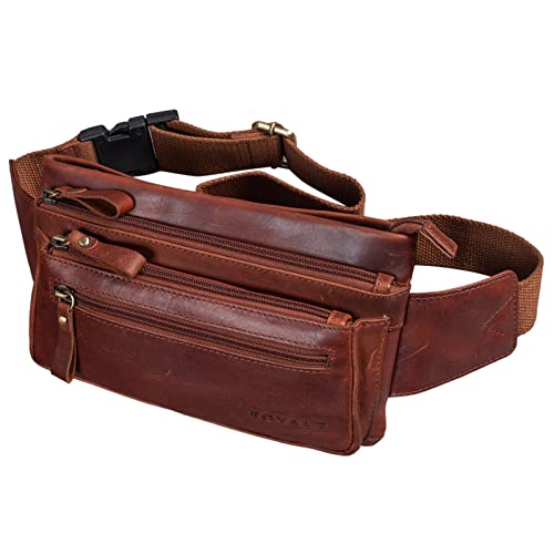 ROYALZ 'Vegas' Bauchtasche Leder Flach Herren Damen Flache Gürteltasche Vintage 5 Fächer Retro Hüfttasche Brusttasche, Farbe:Roma Cognac Braun ROYALZ 'Vegas' Bauchtasche Leder Flach Herren Damen Flache Gürteltasche Vintage 5 Fächer Retro Hüfttasche Brusttasche, Farbe:Roma Cognac Braun von ROYALZ
