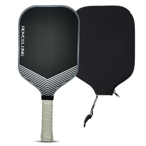 Pickleball-Paddel, Pickleball-Schläger T700, Kohlefaser, mattierte strukturierte Oberfläche, 16 mm Kern, für Anfänger bis Fortgeschrittene, tragbare Tasche, USAPA-konform, Pickle-Ball-Paddel (grau) von ROYCELONG