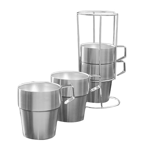 4 Stücke Edelstahl Camping Tasse Mit Getränkehalter Metall Trinkgläser Outdoor Geschirr Für Camping Wandern Reisen von RPFROP