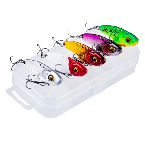 RPFROP 5Pcs Crankbait Metall Jigs Löffel Köder 3D Auge Bleistift Löffel Spinner Löffel Fischerei Locken Wobbler Trolling Swimbait von RPFROP