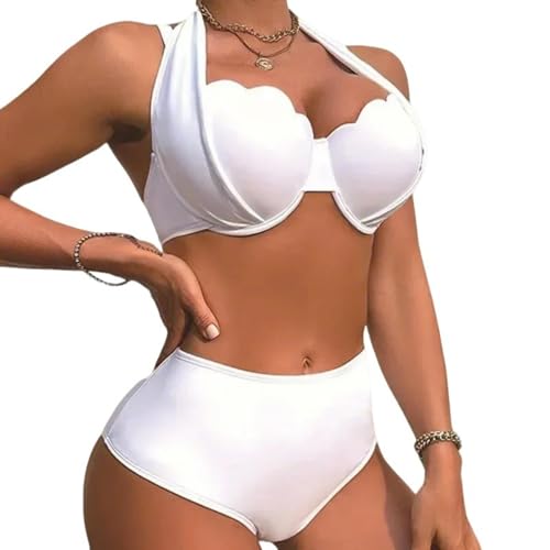 RPFROP Frauen Neckholder Badeanzug Split Bademode Hohe Taille Slip Split Badeanzug Einstellbare Zurück Krawatte Beachwears Für Pool von RPFROP