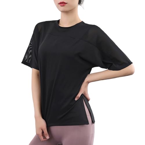 RPFROP Lässiges Damen-Fitness-T-Shirt mit feuchtigkeitsableitendem Sport-T-Shirt, lockere Passform, Sport-T-Shirt von RPFROP