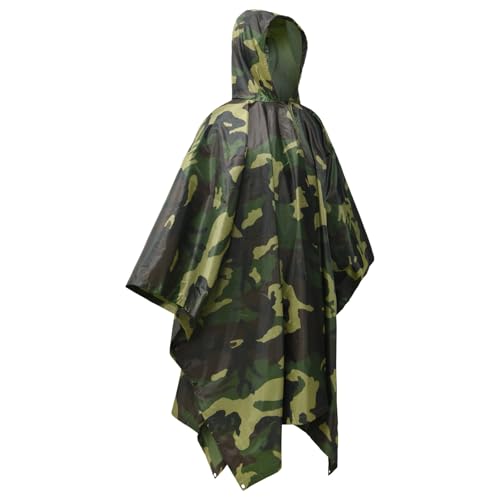 RPFROP Multifunktionaler Regenmantel Poncho Tarnung Überdachung Wasserdichter Regenmantel Mit Kapuze Für Jagd Camping Wandern von RPFROP