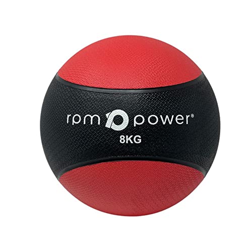 RPM Power Medizinbälle – Gummi-Medizinball mit rutschfestem Griff zum Zuschlagen, Werfen, Hüpfen, Wiegen, Kreuzen, Plyometrie, 8 kg, Rot von RPM Power