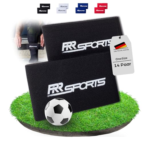 RR Sports - Schienbeinschonerhalter 14er Set Fußball für Herren und Damen schwarz, Stutzen Fussball Schienbeinschoner Halter für die Mannschaft, Guard Stay Stutzenhalter, Halterung für Fußballstutzen von RR Sports