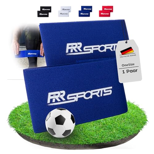 RR Sports - Schienbeinschonerhalter blau, Fußball Zubehör für Herren, Damen & Kinder, Fussball Knöchelband, Blaue Stutzenhalter zur Fixierung von Fußballstutzen, Stutzen Halterung mit Klettverschluss von RR Sports