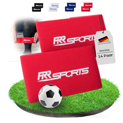 RR Sports - Schienbeinschonerhalter rot 14er Set, Fußball Zubehör für Herren, Damen & Jugendliche, Fussball Stutzenbänder für Stutzen, Guard Stay Stutzenhalter, Halterung für Fußballstutzen breit von RR Sports