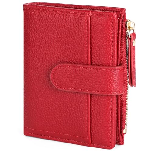 RRANCharltu Geldbörse Damen Leder Portemonnaie Damen klein mit kartenfächern Geldbeutel klein Brieftasche Mädchen mit Reißverschlusstasche und Banknotenfach, Rot RRANCharltu Geldbörse Damen Leder Portemonnaie Damen klein mit kartenfächern Geldbeutel klein Brieftasche Mädchen mit Reißverschlusstasche und Banknotenfach, Rot von RRANCharltu