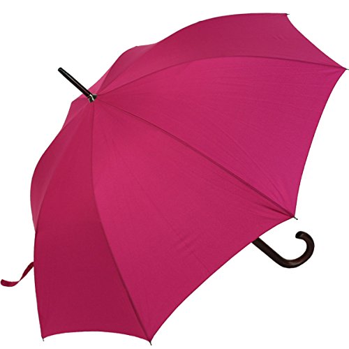 RS-Regenschirm Holzstock groß stabil für Damen und Herren mit Automatik- pink von RS-Versand
