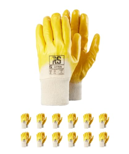 RS CITRIN/Nitrilhandschuhe mit Baumwolleinsatz/Arbeitshandschuhe aus Nitril/Schützender Nitrilbeschichtet/Größe 11, 12 Paar/Gelb Weiß/Montagehandschuhe/Cotton Comfort schweißabsorbierend RS CITRIN/Nitrilhandschuhe mit Baumwolleinsatz/Arbeitshandschuhe aus Nitril/Schützender Nitrilbeschichtet/Größe 11, 12 Paar/Gelb Weiß/Montagehandschuhe/Cotton Comfort schweißabsorbierend von RS