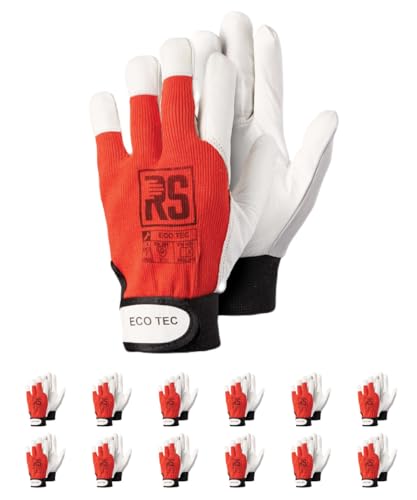 RS ECO TEC Premium Montage-Handschuhe aus Leder/Größe 11, 12 Paar/Rot-Weiss/aus hochwertigem Ziegenleder Montagehandschuhe/Handschuhe Arbeitshandschuhe RS ECO TEC Premium Montage-Handschuhe aus Leder/Größe 11, 12 Paar/Rot-Weiss/aus hochwertigem Ziegenleder Montagehandschuhe/Handschuhe Arbeitshandschuhe von RS