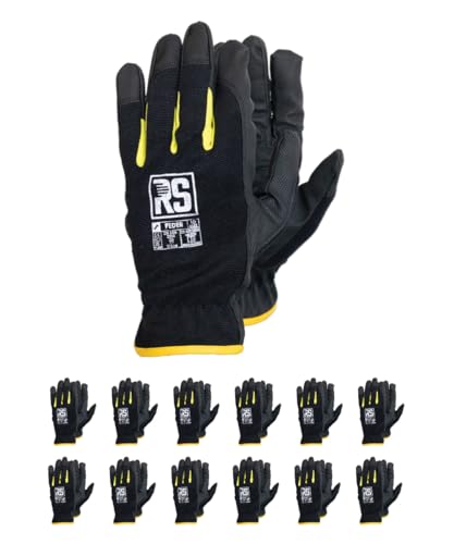 RS FEDER Montage-Handschuhe/Größe 07, 12 Paar/Schwarz/Montagehandschuhe Kunstlederhandschuh/Arbeitshandschuhe/mit weich gepolsterter Schwammstruktur in der Innensohle RS FEDER Montage-Handschuhe/Größe 07, 12 Paar/Schwarz/Montagehandschuhe Kunstlederhandschuh/Arbeitshandschuhe/mit weich gepolsterter Schwammstruktur in der Innensohle von RS