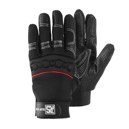 RS SLIP STOP MontageHandschuhe aus Kunstleder mit ilikonnetz überzogen/Größe 09, 1 Paar/Schwarz/Typ Mechanics/Arbeitshandschuhe Schutzhandschuhe/mit Klettverschluss RS SLIP STOP MontageHandschuhe aus Kunstleder mit ilikonnetz überzogen/Größe 09, 1 Paar/Schwarz/Typ Mechanics/Arbeitshandschuhe Schutzhandschuhe/mit Klettverschluss von RS