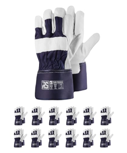 RS TURR PREMIUM MontageHandschuhe aus flexiblem Voll-Rindleder gefertigt/Größe 11, 12 Paar/Weiß Navy Blue/Arbeitshandschuhe Leder/Lederhandschuhe Schutzhandschuhe RS TURR PREMIUM MontageHandschuhe aus flexiblem Voll-Rindleder gefertigt/Größe 11, 12 Paar/Weiß Navy Blue/Arbeitshandschuhe Leder/Lederhandschuhe Schutzhandschuhe von RS