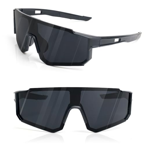 RTUOHUIN Schnelle Brille, Fahrradbrille Sonnenbrille für Herren und Damen UV400 Schutz Sportbrille TR90 Flexiblem Rahmen für MTB Rennrad Fahrrad Ski Laufen Rave - Schwarz RTUOHUIN Schnelle Brille, Fahrradbrille Sonnenbrille für Herren und Damen UV400 Schutz Sportbrille TR90 Flexiblem Rahmen für MTB Rennrad Fahrrad Ski Laufen Rave - Schwarz von RTUOHUIN