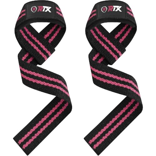 RTX Lifting Straps Strength Training Women Bodybuilding Lifting Straps Gym Deadlift Deadlift Straps with Neoprene Padded Wrist, Non-Slip Silicone, for Weightlifting (Black Pink) von RTX SPORTS