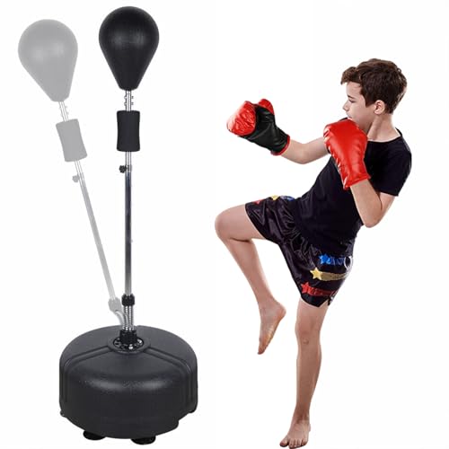 Boxsack Stehend, Punchingball Set, Punchingball Erwachsene, Höhenverstellbarer 120cm-160cm, Boxsack Ständer mit Boxball, für Boxtraining, Trainiert Reflexe und Geschwindigkeit von RUETERY
