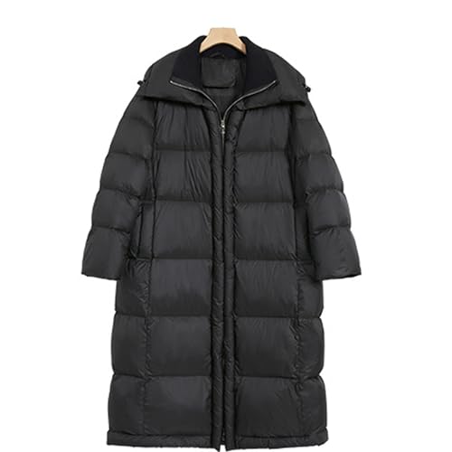 RUIBAOBAO Damen Daunenjacke Knielang Puffer Revers Locker Outdoor Gesteppt Gepolstert Verdickt Leichtigkeit Gürtel Lässig Warm Oberbekleidung Gepolstert Winter Grau,Dark Gray,S von RUIBAOBAO