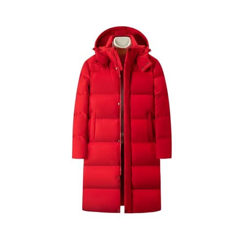 RUIBAOBAO Damen-Daunenjacke Verdickte Weiße Gänsedaunen Kältebeständige Jacke Business-Casual Mittellanger Winter Kurzer und Mittlerer Stil,Red,XL von RUIBAOBAO