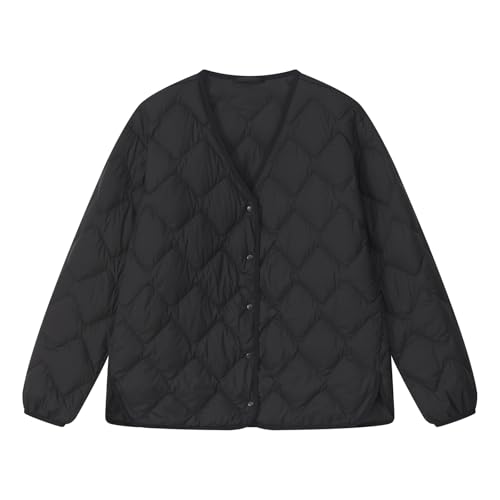 RUIBAOBAO Damen-Daunenjacke Verdickte Weiße Kältebeständige Jacke Business-Casual Mittellanger Winter Kurzer und Mittlerer Stil,Black,S von RUIBAOBAO