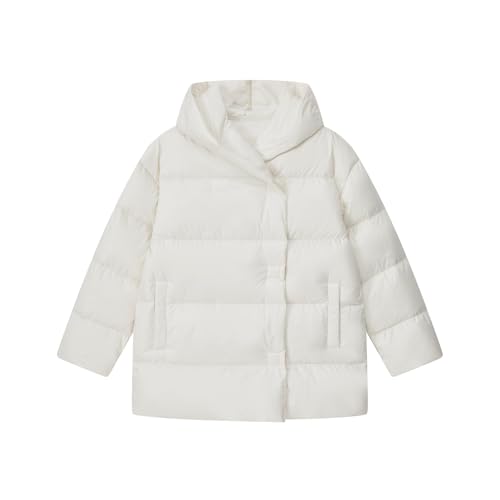 RUIBAOBAO Damen-Daunenjacke Verdickte Weiße Kältebeständige Jacke Business-Casual Mittellanger Winter Kurzer und Mittlerer Stil,White,M von RUIBAOBAO