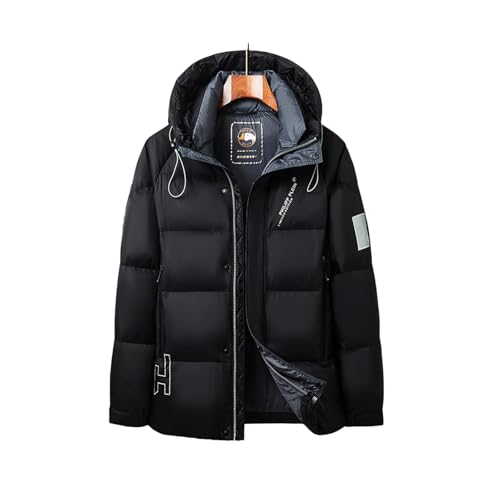 RUIBAOBAO Herren Daunenjacke Dicke weiße Gänsedaunen Kälteschutzmantel Business Casual Mittellang Winter,Black,L von RUIBAOBAO