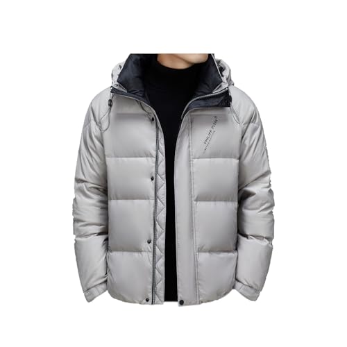 RUIBAOBAO Herren Daunenjacke Dicke weiße Gänsedaunen Kälteschutzmantel Business Casual Mittellang Winter,Gray,3XL von RUIBAOBAO